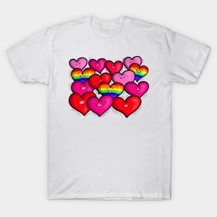 Cheerful Happy Smiling Hearts LGBTQ T-Shirt